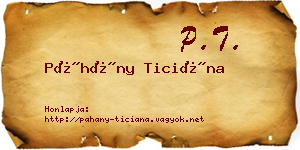 Páhány Ticiána névjegykártya